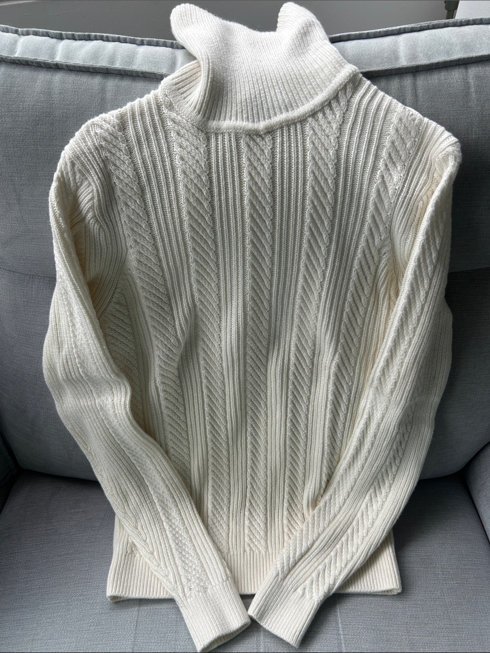 Reiss Ivory Cable Turtleneck Sweater